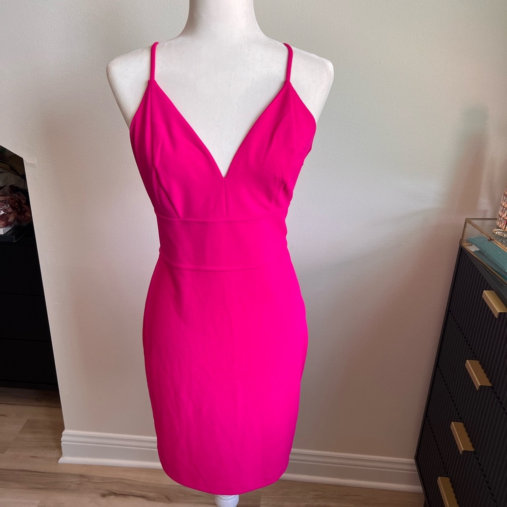 Hot pink midi dress